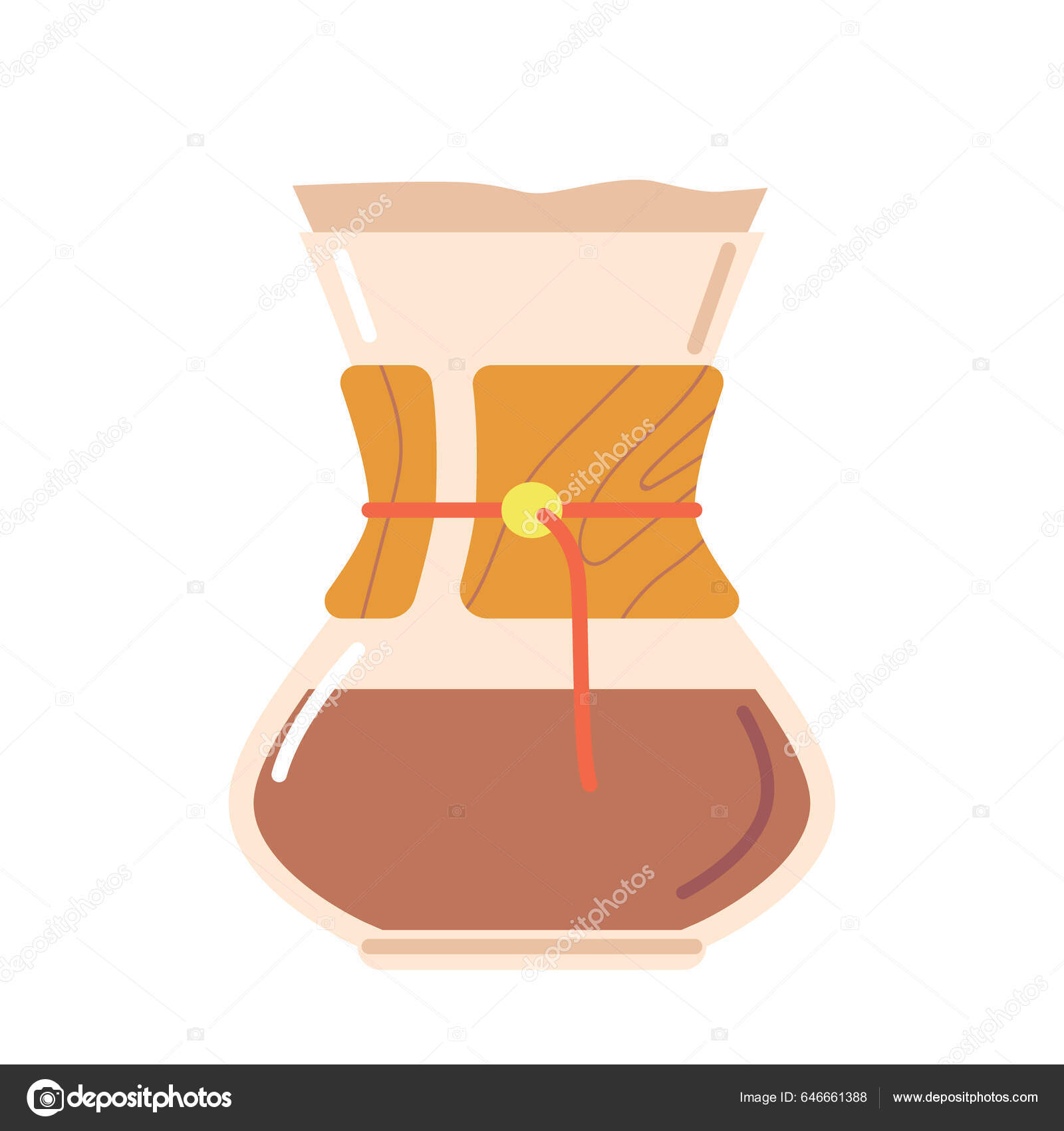 Chemex Coffee Maker Isolated White Background Glass Vessel Conical