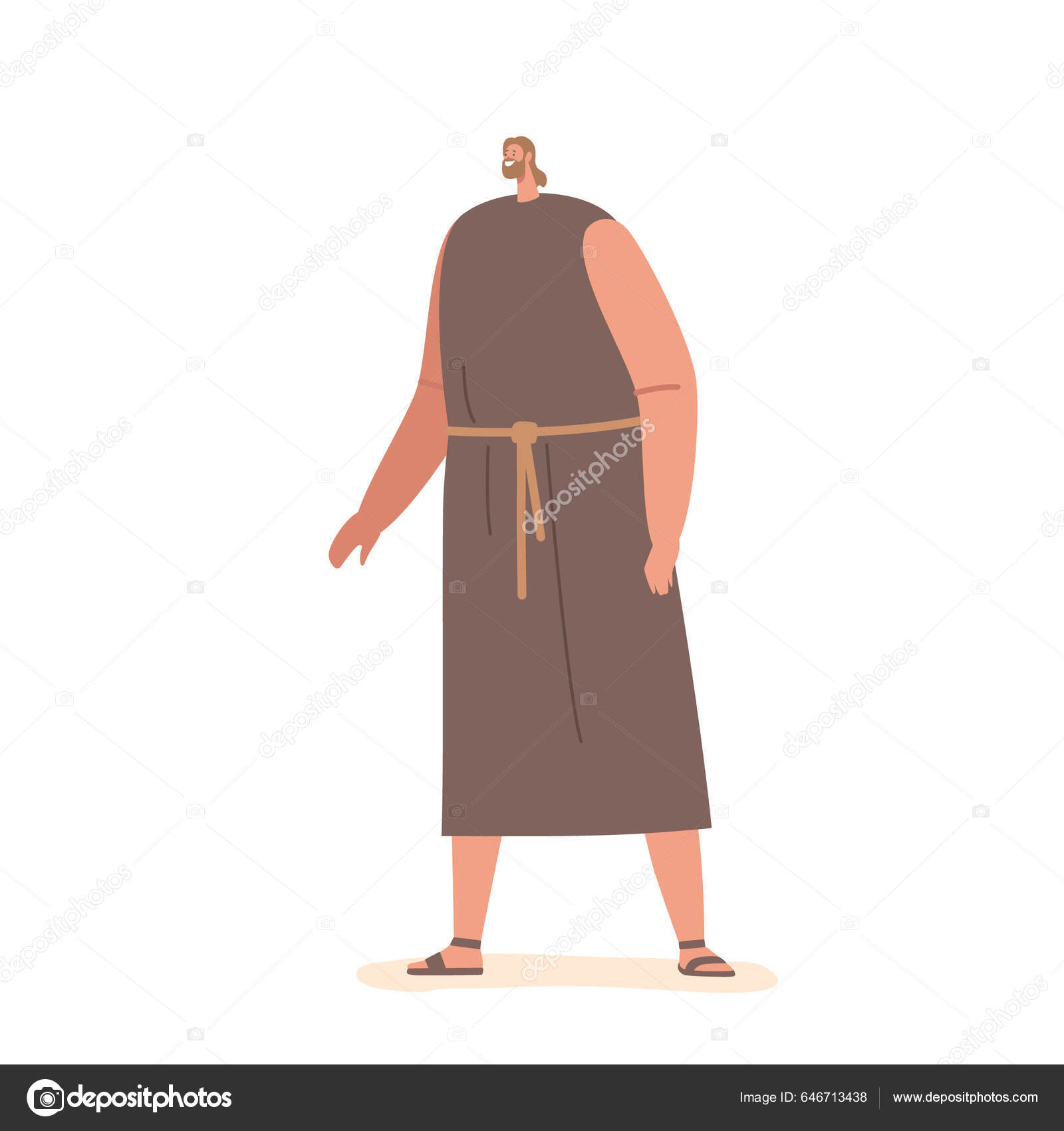 Bearded Ancient Israelite Man Depicted Traditional Clothing Sandals ...