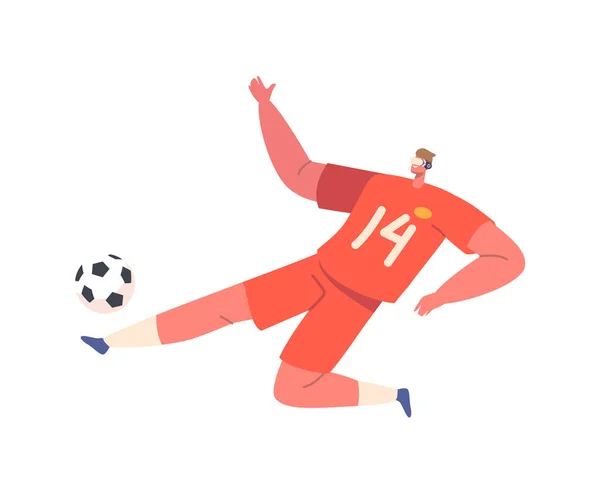 Vrメガネの男性キャラクター白い背景に隔離された仮想現実サッカーを再生します 強度の概念ゲーム体験 スポーツ技術の進歩 漫画人ベクトルイラスト — ストックベクタ