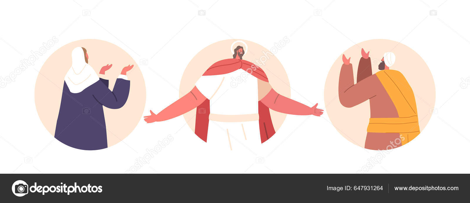 Yesus Kristus Dan Murid Murid Nya Mengucilkan Ikon Bundar Atau Vektor