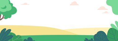 Park, Garden Summer veya Spring Time Manzarası, Arka plan, Yeşil Çalılar ve Çimen Doğal Sahnesi ile Boş Yer. Çizgi film Vektör İllüstrasyonu