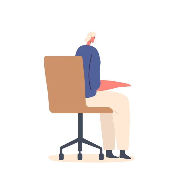 Rückansicht Einer Frau Die Auf Einem Stuhl Sitzt Und Isoliert — Stockvektor