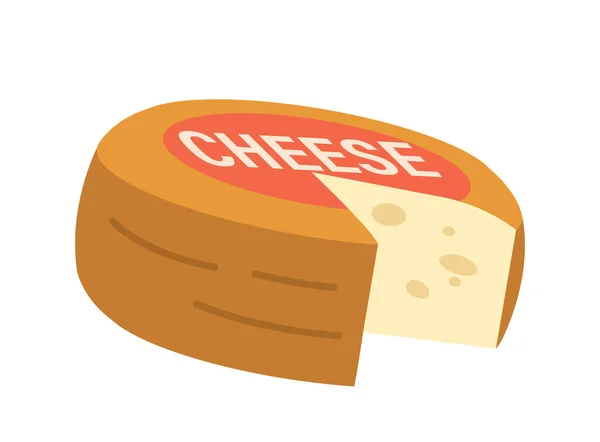 または羊乳から作られた滑らかな表面を持つ丸いチーズ チーズとホール クリーミーな食感と風味 多彩な調理法 漫画ベクターイラスト — ストックベクタ