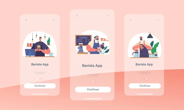 Barista Mobile App Page Modello Bordo Dello Schermo Skilled Coffee — Vettoriale Stock