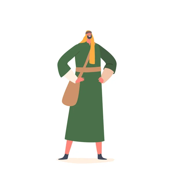 Homme Israélite Vêtu Vêtements Coiffures Traditionnels Debout Avec Les Armes — Image vectorielle