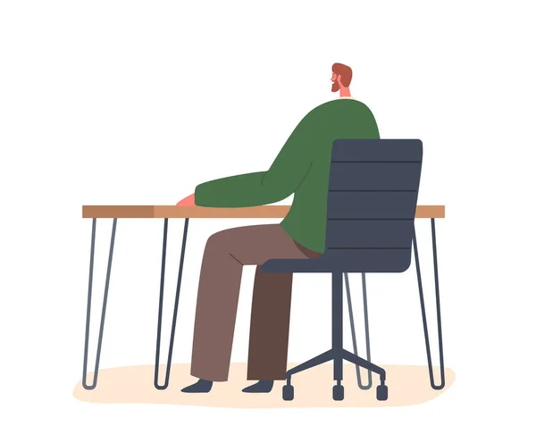 Masanın Arkasında Oturan Adam Yoğun Odaklanma Konsantrasyonla Çalışıyor Düşüncelere Dalmış — Stok Vektör