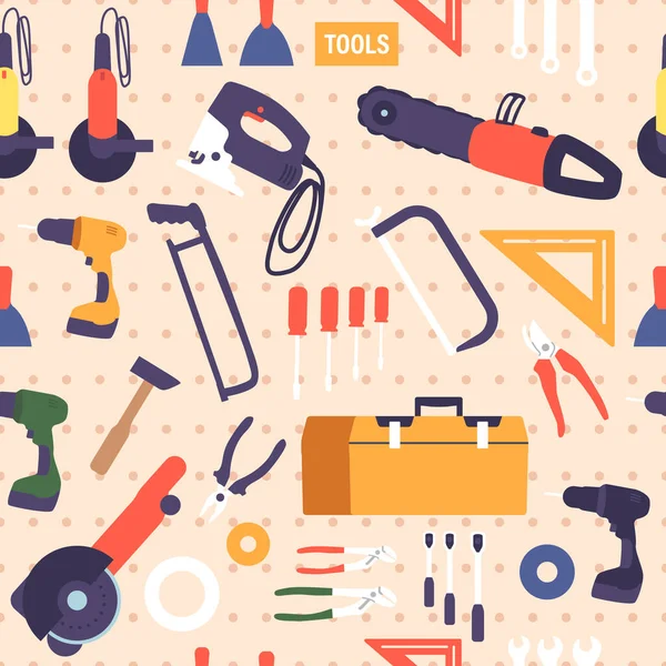 Απρόσκοπτη Μοτίβο Διάφορα Εργαλεία Επισκευής Σφυριά Κατσαβίδια Και Κλειδιά Δημιουργεί — Διανυσματικό Αρχείο
