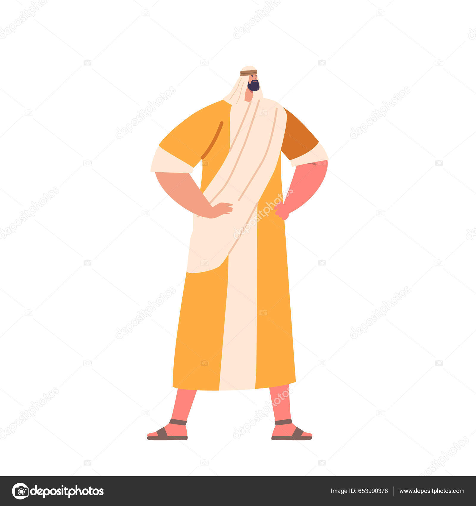 Antiguo Hombre Israelita Con Barba Desgaste Ropa Tradicional Sandalias  Figura Vector de stock #653990378 de ©vectorlab, image size:1600x1700