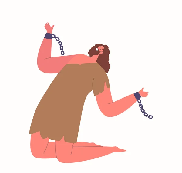 Man Broken Chain Cuffs Symbolizes Freedom Liberation Breaking Free Oppression — Stock Vector