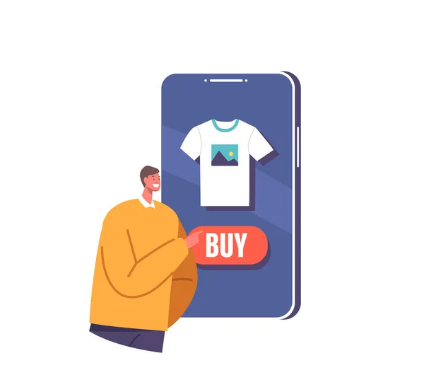 Der Kunde Bestellt Ein Personalisiertes Shirt Online Wählt Das Design — Stockvektor