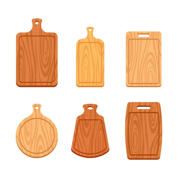 Cutting Wood Boards Set Durable Sturdy Wooden Boards Designed Cutting — Stock Vector