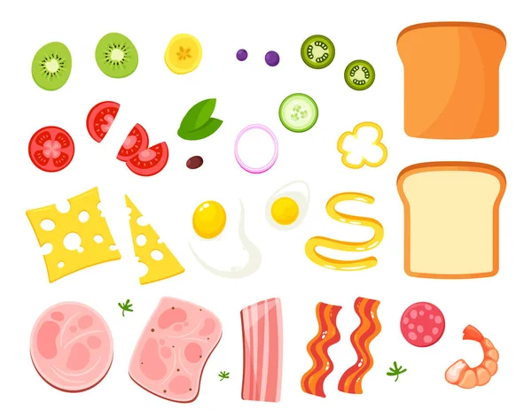 Комплект Сэндвич Конструкторов Включает Себя Разнообразие Вкусовых Пломб Таких Ветчина — стоковый вектор
