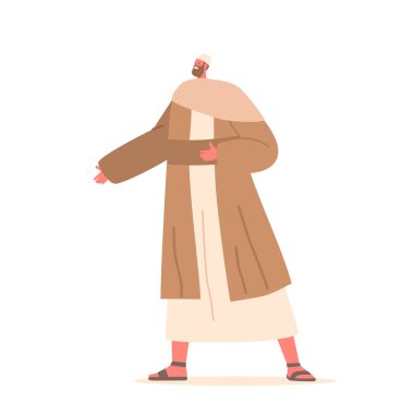 Beyaz arka planda tecrit edilmiş eski bir İsrailli. Erkek karakter Tunik ve Sandalet giyer, şala ya da pelerine sarınır, sakallı, katı bir dini kanuna uyar. Çizgi film İnsanları Vektör İllüstrasyonu