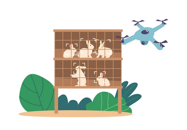 Kaninchen Nutztieren Mit Ferngesteuerter Drohnensteuerung Die Präzisionsmanagement Ermöglicht Und Den — Stockvektor