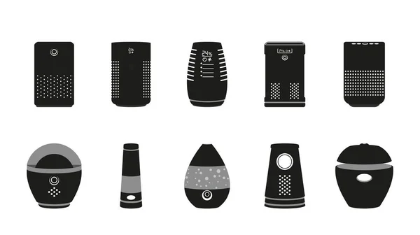 Set Von Black Icons Feuchtigkeitscremes Und Abtropfgeräte Von Luft Werden — Stockvektor
