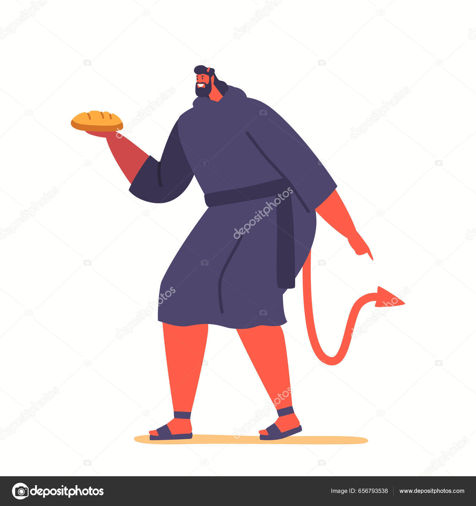 Diabo Personagem Com Pão Nas Mãos Simboliza Satanás Tentação Jesus Vetor de  ©vectorlab 656793538, image size:1600x1700