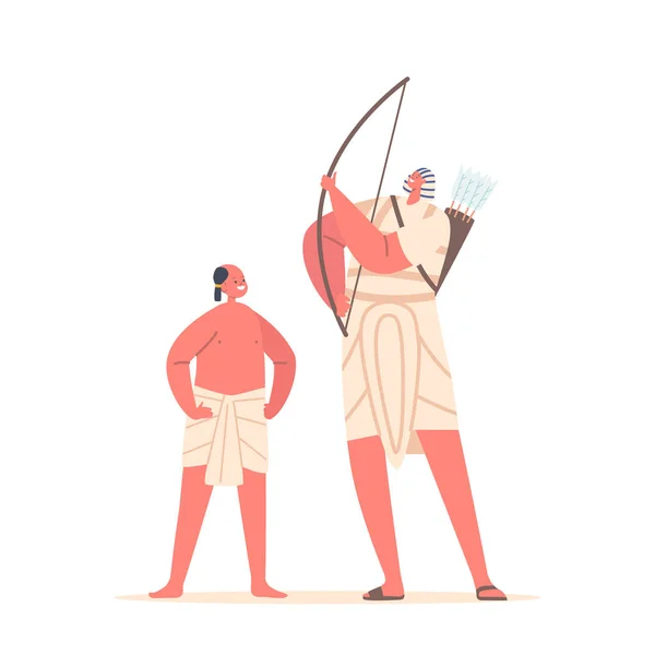 People Ancient Egypt Little Boy Shaved Head Wear Kilt Archer — Stockový vektor