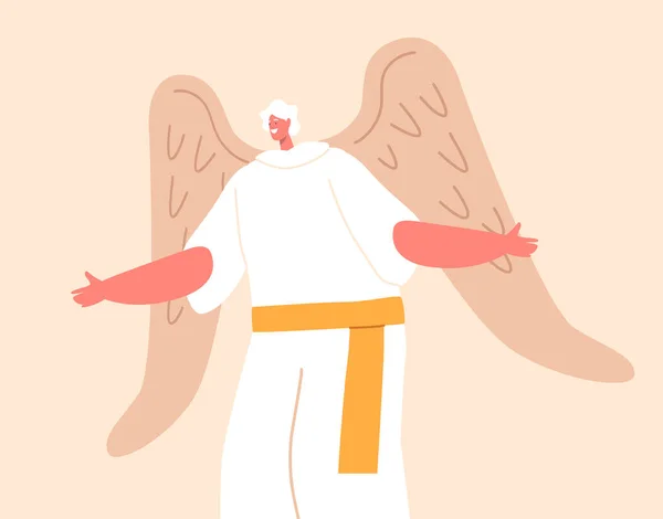 Personagem Angel Ser Celestial Com Asas Mensageiro Céu Protetor Radia — Vetor de Stock