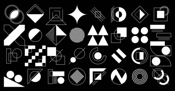 Śmiały Minimalistyczny Czarno Biały Wzór Bauhausa Charakteryzujący Się Geometrycznymi Kształtami — Wektor stockowy