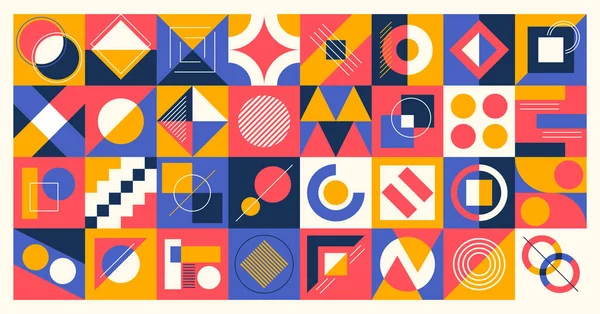 Μοτίβο Bauhaus Διακριτικός Γεωμετρικός Σχεδιασμός Καθαρές Γραμμές Έντονες Μορφές Ζωντανά — Διανυσματικό Αρχείο