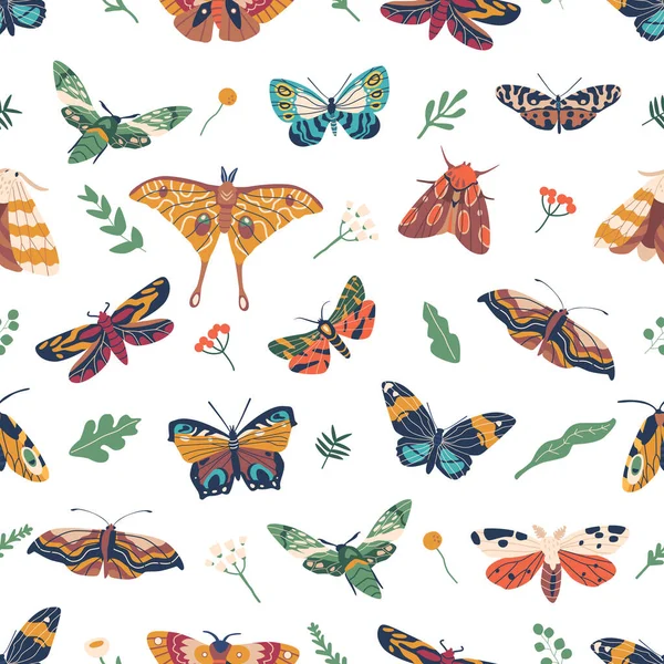 stock vector Exquisite Seamless Pattern Featuring Elegant Butterflies In Various Colors And Sizes, Creating A Captivating And Whimsical Design Perfect For Decor, Fabric, Or Wallpaper. Cartoon Vector Illustration