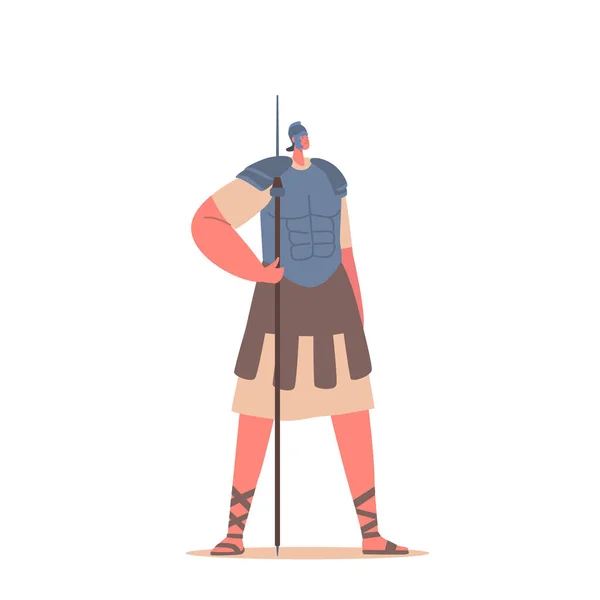Mighty Roman Soldier Character Armed Spear Representing Strength Discipline Ancient — Stock Vector