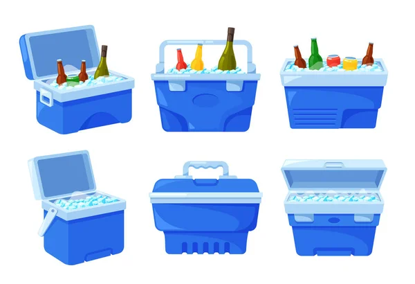 Compact Containers Refrigerators Set Convenient Solution Preserving Perishable Items Cold — Stock Vector