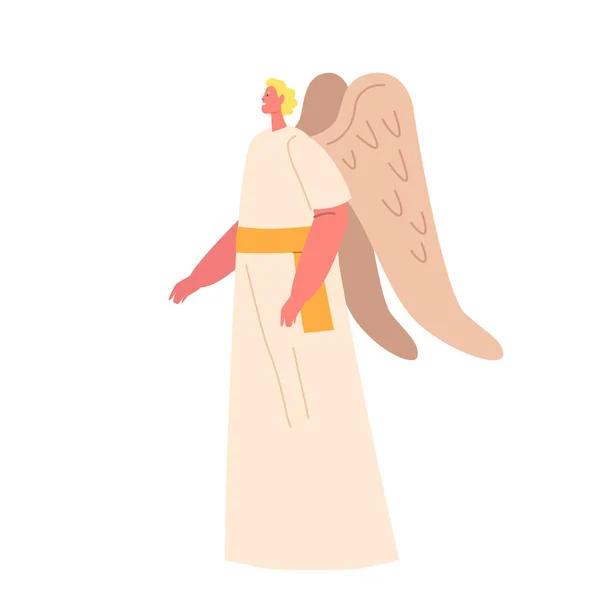 Engelkarakter Hemels Wezen Met Goddelijke Vleugels Stralende Etherische Genade Schoonheid — Stockvector