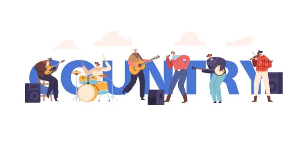 Talentueux Country Music Band Créer Des Mélodies Émouvantes Avec Des — Image vectorielle