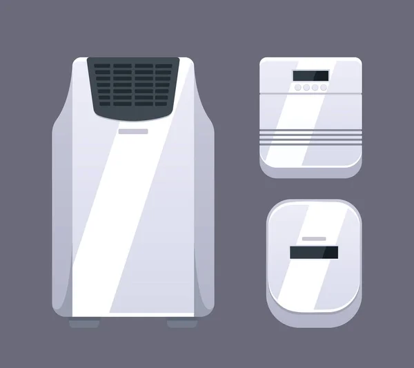 Oczyszczacz Powietrza Izolowany Szarym Tle Urządzenie Czyszczenia Nawilżania Powietrza Domu — Wektor stockowy