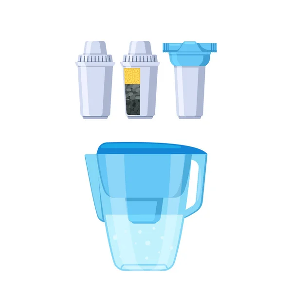 滤水器 方便而有效的方法来享用清洁而纯净的水 清除杂质和污染物 提供更新和健康的水合物 卡通矢量图解 — 图库矢量图片