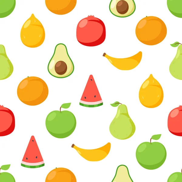 Patrón Inconsútil Vibrante Adornado Con Una Deliciosa Variedad Frutas Deliciosas — Archivo Imágenes Vectoriales