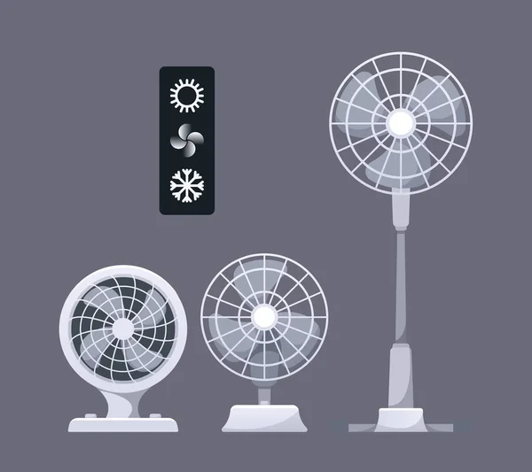 Electric Fans Air Circulation Climate Equipment Cooling Fan Types Hot — Stock Vector