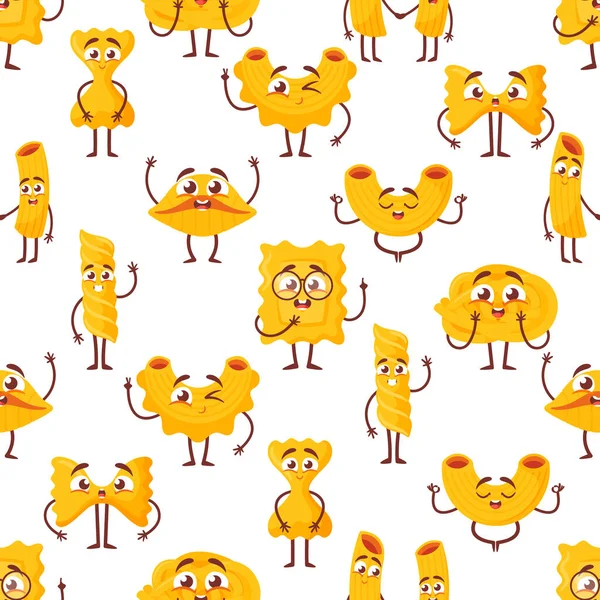 Seamless Pattern Adorable Pasta Characters Bringing Playful Whimsical Touch Design — Stock Vector