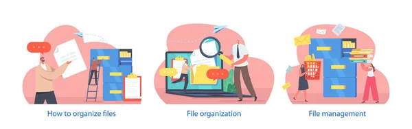 Éléments Isolés Avec Caractère Gérer Organiser Les Fichiers Une Organisation — Image vectorielle