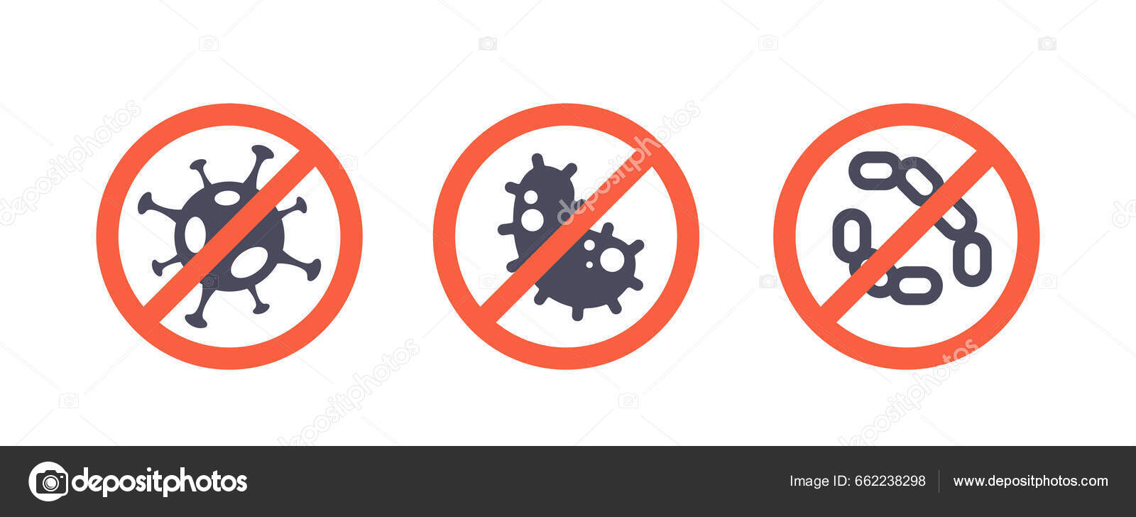 警告带有交叉细菌的符号红圈指示是否存在有害的细菌或污染用于净化水保健设施实验室病媒杀虫剂的警示标志