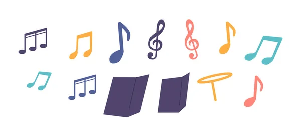 Набір Музичних Приміток Символ Кліффа Представляє Красу Гармонію Музики Колекція — стоковий вектор