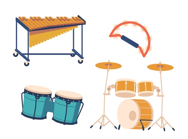 Tambores Tamborim São Alguns Dos Instrumentos Icônicos Jazz Musical Que — Vetor de Stock