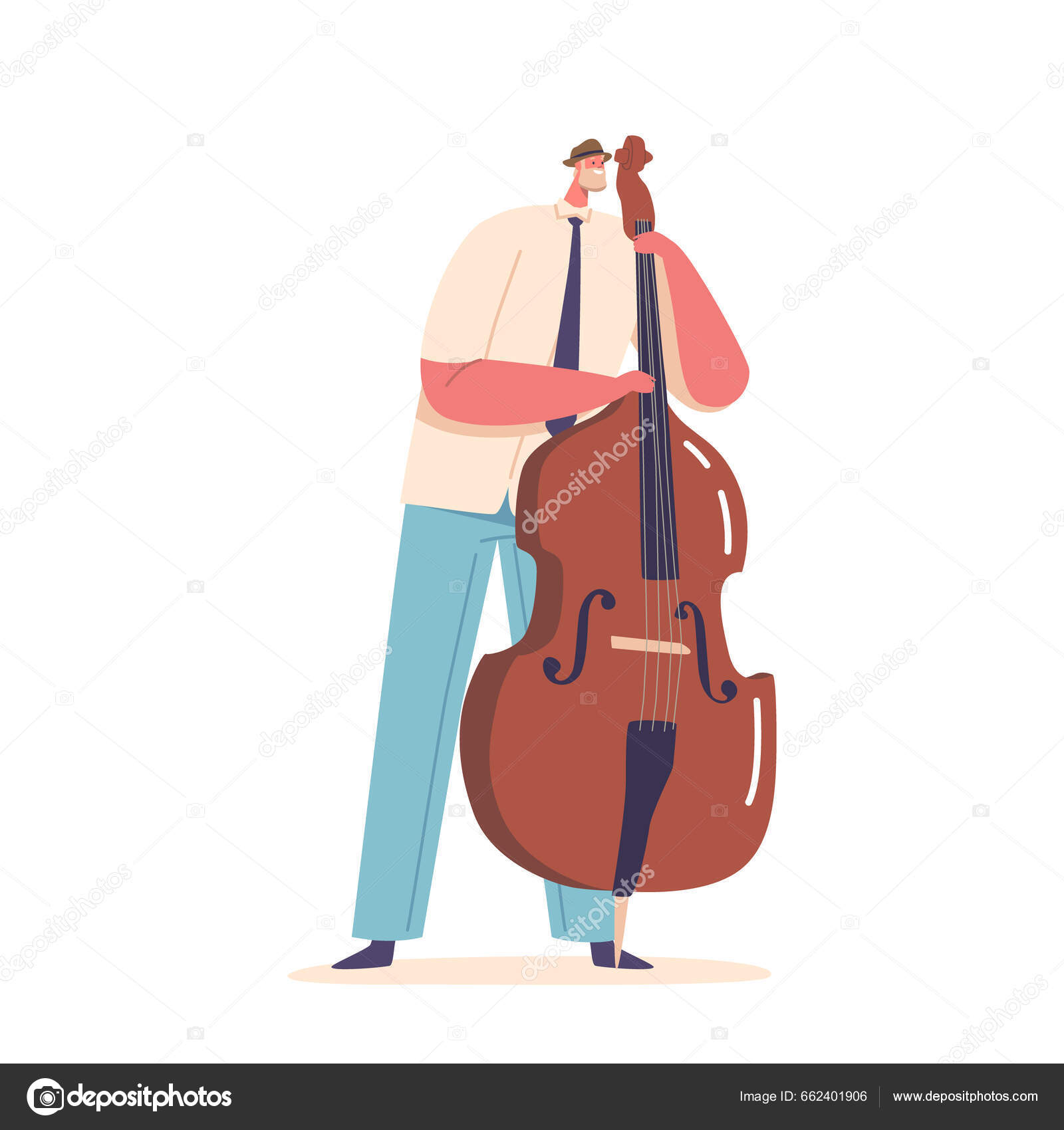 Isolerad Musiker Man Karaktär Spelar Kontrabas Eller Cello String  Instrument vektor av ©vectorlab 662401906