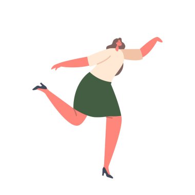 Kontrol Edilen Kukla Kadın Karakteri Beyaz Arkaplanda tecrit edildi. Kadın, Havada Asılı Bir Otorite İle Değiştirildi Garip Poz Vererek Kollarını Kaldırdı. Çizgi film İnsanları Vektör İllüstrasyonu