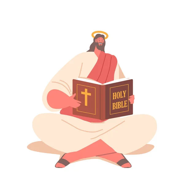 Ncil Hristiyanlığın Kutsal Kitabını Okuyan Öğretilerinin Ruhani Rehberliğinin Bir Sembolü — Stok Vektör