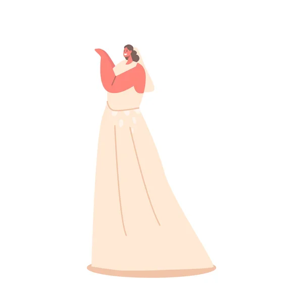 Schöne Charakter Braut Steht Mittelpunkt Der Aufmerksamkeit Geschmückt Atemberaubendem Kleid — Stockvektor