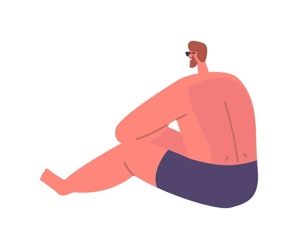 Hombre Quemado Por Sol Personaje Masculino Con Una Espalda Quemada — Vector de stock