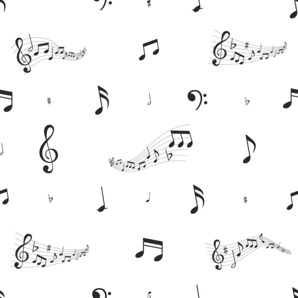 Motivo Senza Soluzione Continuità Con Musica Suoni Onde Note Musicali — Vettoriale Stock