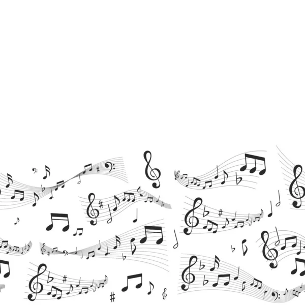 Музичні Хвилі Безшовний Фон Рамка Або Рамка Копіюванням Простору Векторні — стоковий вектор