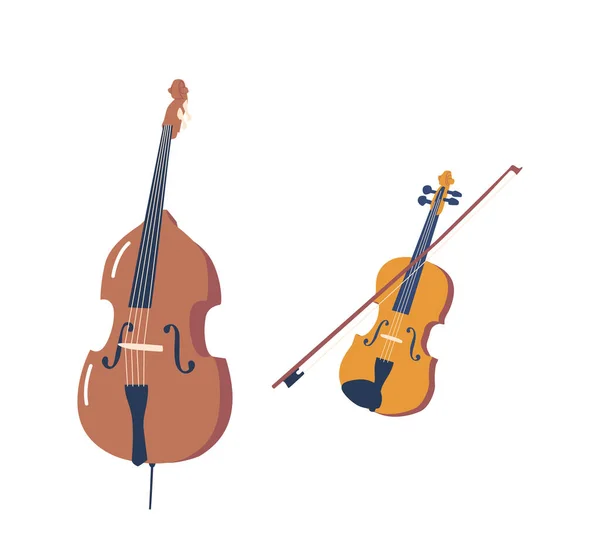 Instrumento Violín Con Sonido Alto Brillante Tocado Con Arco Used — Vector de stock