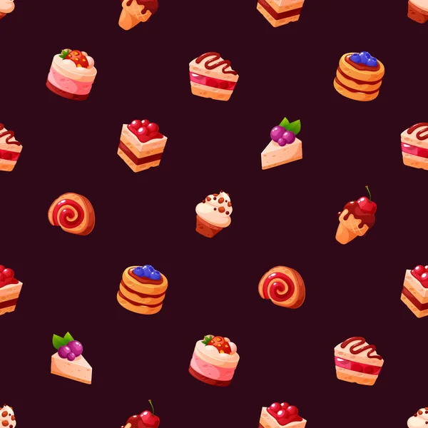 Skurrile Cupcake Muster Reizvolles Nahtloses Design Mit Einer Auswahl Bunten — Stockvektor