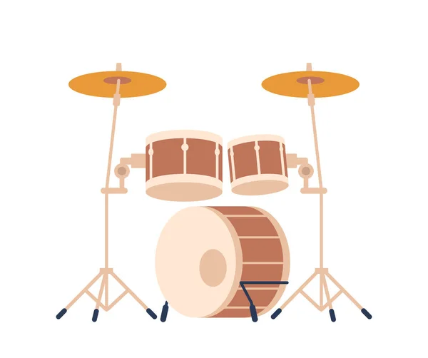 Drumstel Geïsoleerd Witte Achtergrond Percussie Instrument Bestaat Uit Drums Bekkens — Stockvector