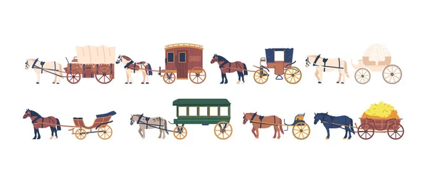 Pferdefuhrwerk Traditionelles Transportmittel Das Auf Pferde Angewiesen Ist Die Kutsche — Stockvektor