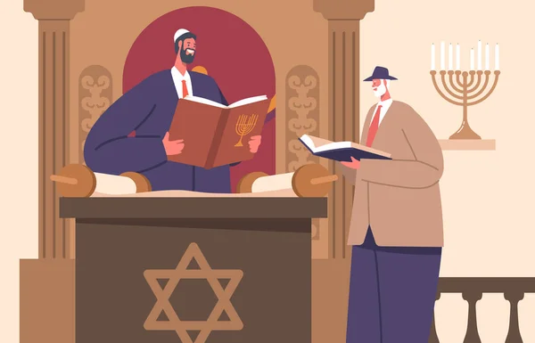 Heilige Versammlung Der Synagoge Gebete Thora Lesungen Und Lehren Abgehalten — Stockvektor
